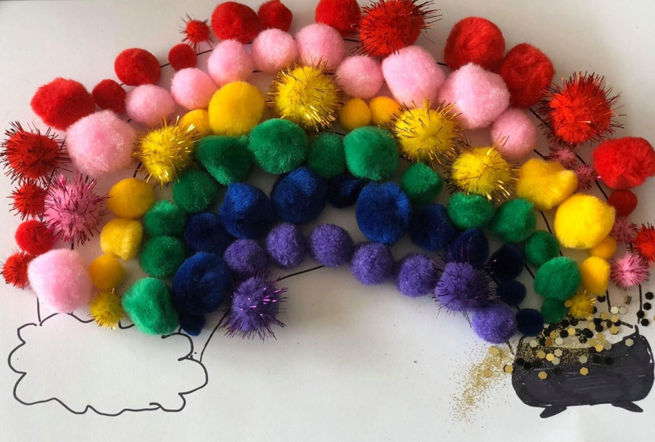 Swimming/ Rainbow Craft – Pom Pom Stampers to make a Rainbow/ Discuss Cooking Program, Angels On Wheels